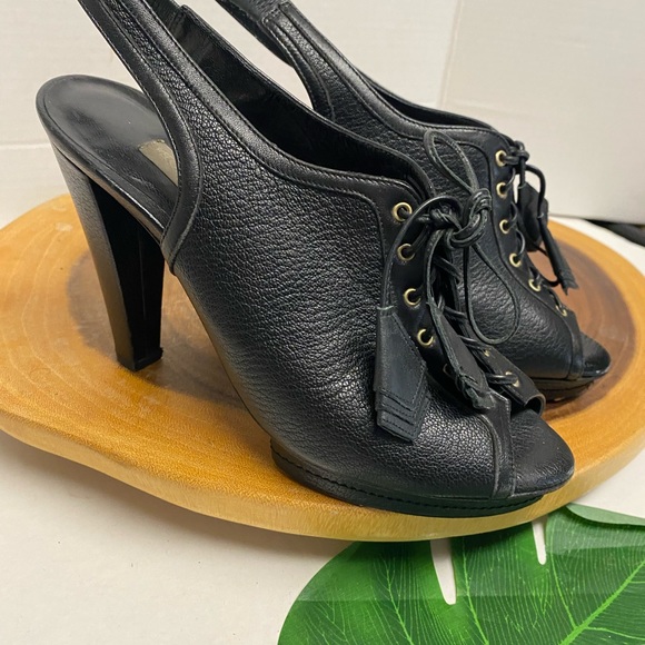 Hollywould Made In Italy Leather Lace Ip Peep Toe Heels - Picture 4 of 12